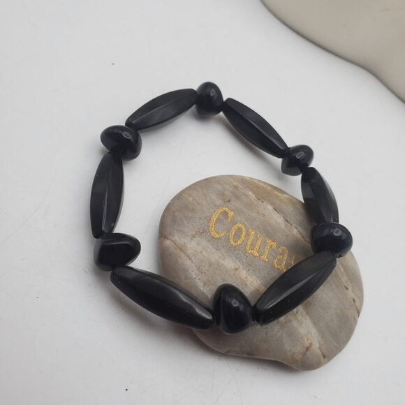 Beaded midnight black Gothic bracelet‎ - Picture 1 of 2